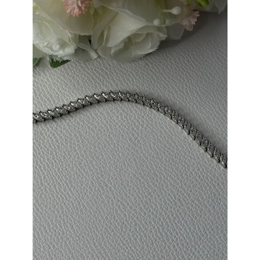 Elegant 925 Sterling Silver CZ Bracelet Length 7.5 Inch